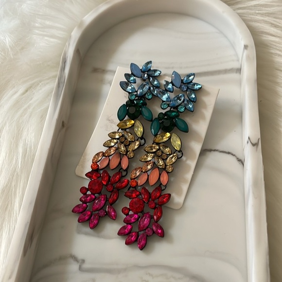 Colorful Crystal Drop Earrings - Picture 4 of 12